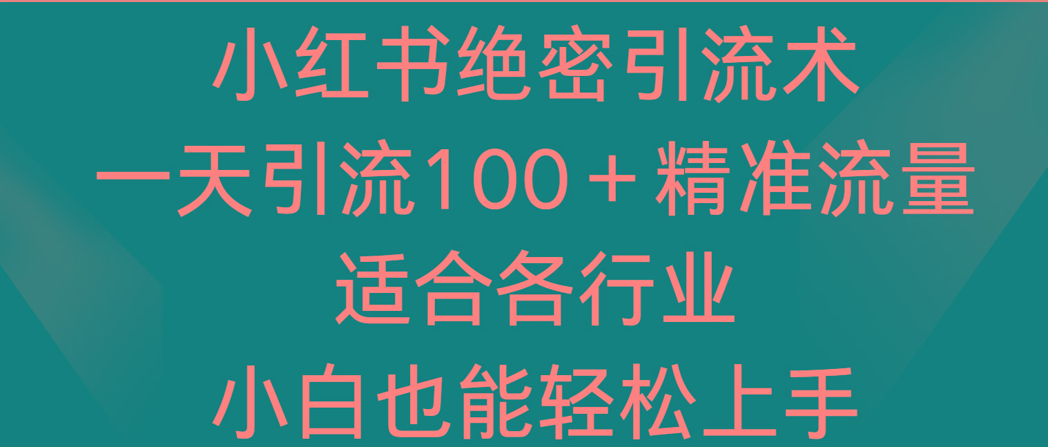 小红书绝密引流术，一天引流100＋精准流量，适合各个行业，小白也能轻松上手-米壳知道—知识分享平台