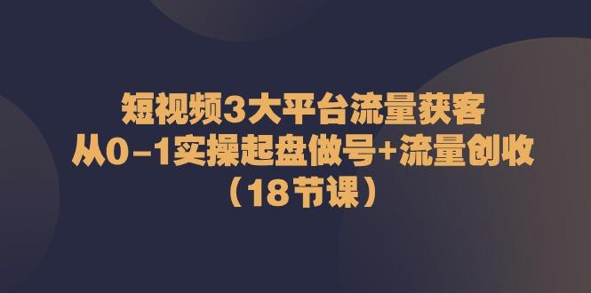 短视频3大平台流量获客：从0-1实操起盘做号+流量创收(18节课)-米壳知道—知识分享平台