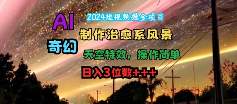 2024短视频掘金项目，AI制作治愈系风景，奇幻天空特效，操作简单，日入3位数【揭秘】-米壳知道—知识分享平台