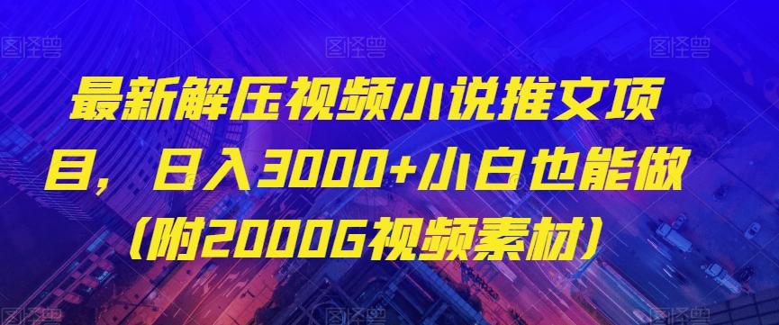 最新解压视频小说推文项目，日入3000+小白也能做（附2000G视频素材）【揭秘】-米壳知道—知识分享平台