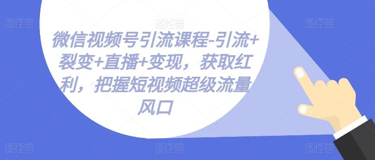 微信视频号引流课程-引流+裂变+直播+变现，获取红利，把握短视频超级流量风口-米壳知道—知识分享平台