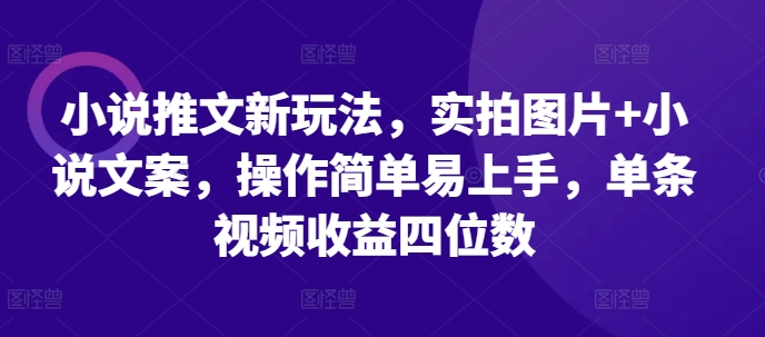 小说推文新玩法，实拍图片+小说文案，操作简单易上手，单条视频收益四位数-米壳知道—知识分享平台