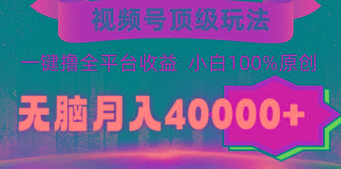 (9281期)视频号顶级玩法，无脑月入40000+，一键撸全平台收益，纯小白也能100%原创-米壳知道—知识分享平台