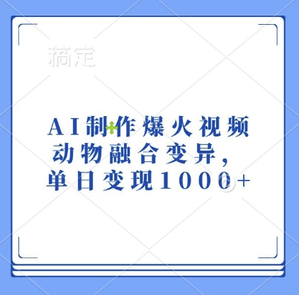 AI制作爆火视频，动物融合变异，单日变现1k-米壳知道—知识分享平台