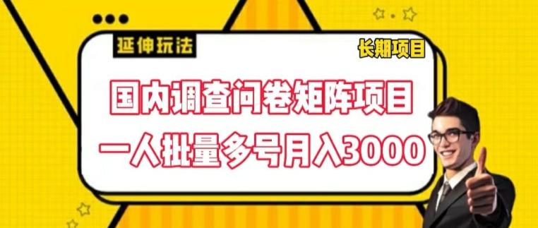 国内调查问卷矩阵项目，一人批量多号月入3000【揭秘】-米壳知道—知识分享平台