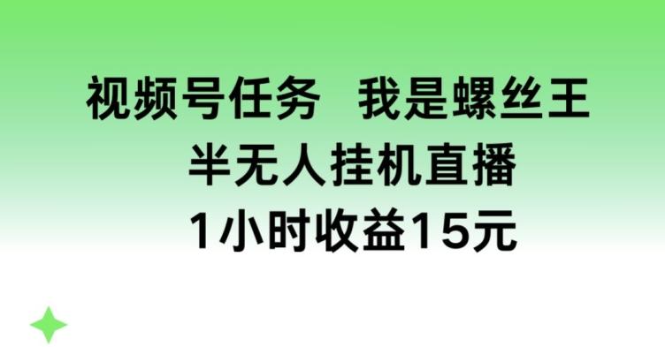 视频号任务，我是螺丝王， 半无人挂机1小时收益15元【揭秘】-米壳知道—知识分享平台