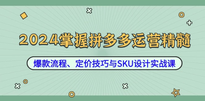 2024掌握拼多多运营精髓：爆款流程、定价技巧与SKU设计实战课-米壳知道—知识分享平台