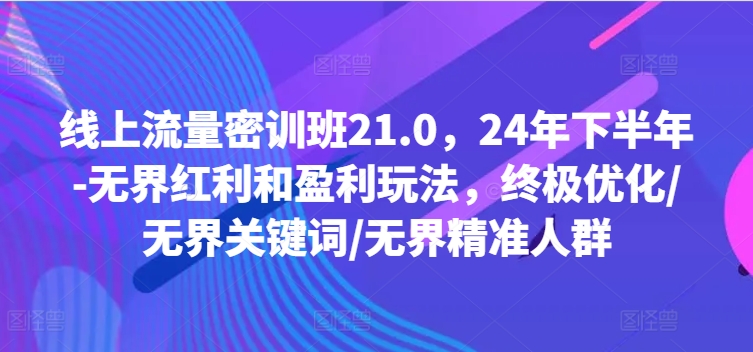 线上流量密训班21.0，24年下半年-无界红利和盈利玩法，终极优化/无界关键词/无界精准人群-米壳知道—知识分享平台