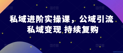 私域进阶实操课，公域引流 私域变现 持续复购-米壳知道—知识分享平台