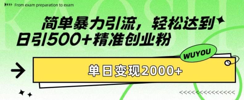 简单暴力引流，轻松达到日引500+精准创业粉，单日变现2k【揭秘】-米壳知道—知识分享平台