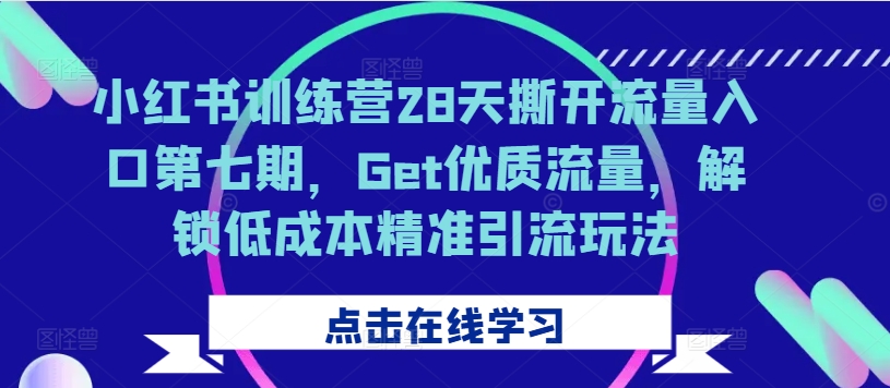 小红书训练营28天撕开流量入口第七期，Get优质流量，解锁低成本精准引流玩法-米壳知道—知识分享平台